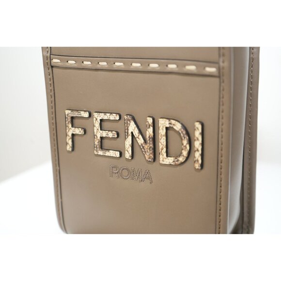 Fendi Sunshine Shopper small Leather 2 Way Handbag Brown 8BS051 - Picture 2 of 12